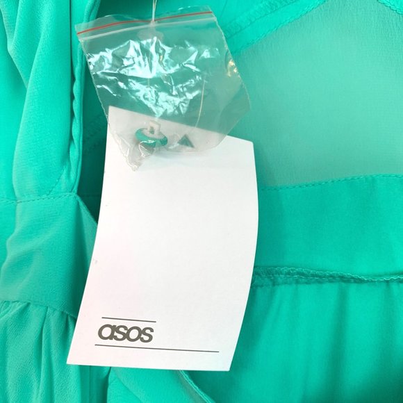 NWT ASOS Mint Green Sleeveless Cami Pleated Midi Dress Sz 8 - Picture 11 of 14